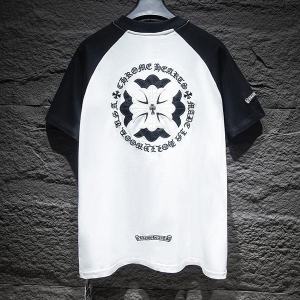 おすすめクロムハーツ カラーブロック クロスレザー 半袖Tシャツ 偽物 Kuv16498